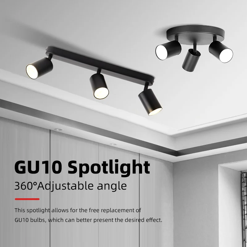 GU10 LED Track Light Spotlight 110-220V Suit Ceiling Lamp GU10 3 Color COB Spot Lights For Kitchen Commercial Living Room Home