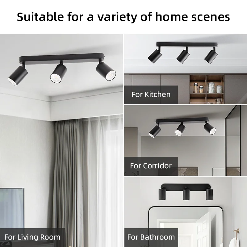 GU10 LED Track Light Spotlight 110-220V Suit Ceiling Lamp GU10 3 Color COB Spot Lights For Kitchen Commercial Living Room Home