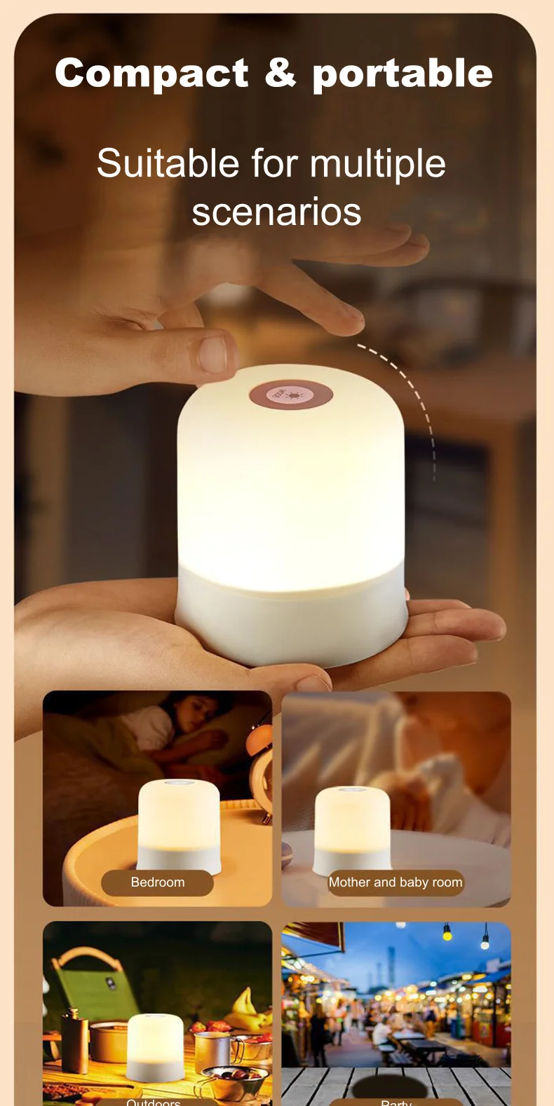 LED Night Lights 3 Colors Dimmable Touch Switch Table Lamp Portable Table Bedside Lamps for Bedroom Bedside Lighting Decoration