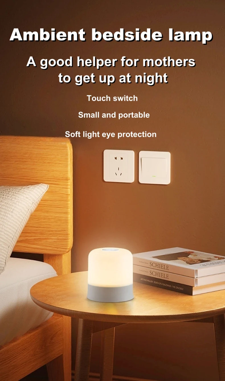 LED Night Lights 3 Colors Dimmable Touch Switch Table Lamp Portable Table Bedside Lamps for Bedroom Bedside Lighting Decoration