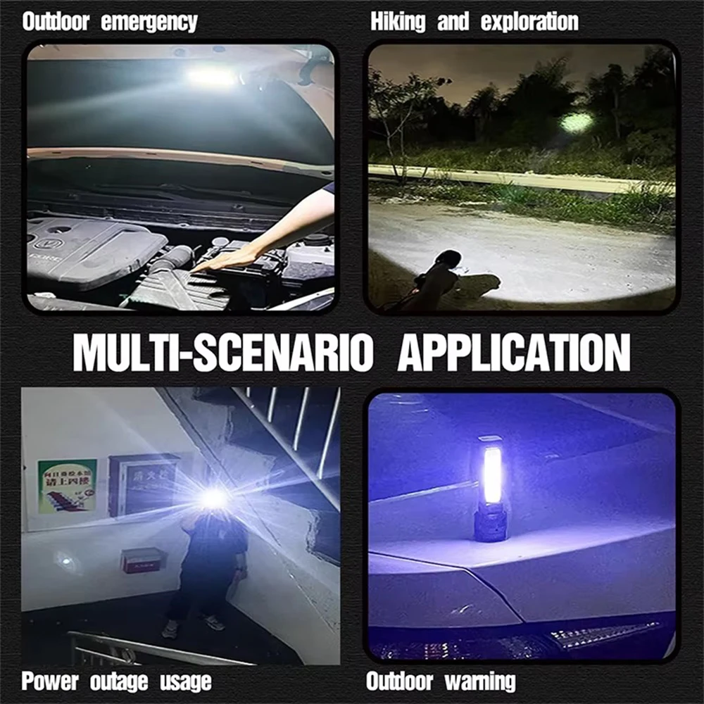 High Power LED Flashlight With Side Light Solar Powered Hand Lantern USB Rechargeable Strong Torch For Outdoor Camping Fishing