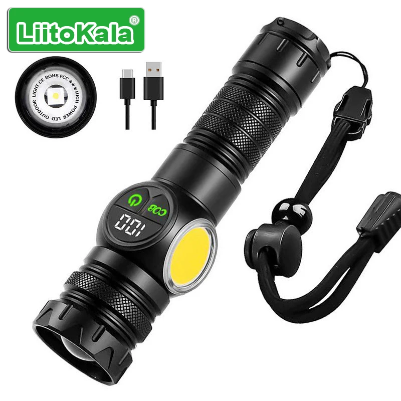 10W White/Yellow Flashlight 750-1500LM Adjustable, Red Flash Mode, Waterproof Design, Ideal for Camping/Emergency