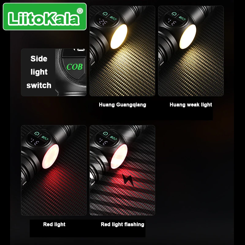 10W White/Yellow Flashlight 750-1500LM Adjustable, Red Flash Mode, Waterproof Design, Ideal for Camping/Emergency