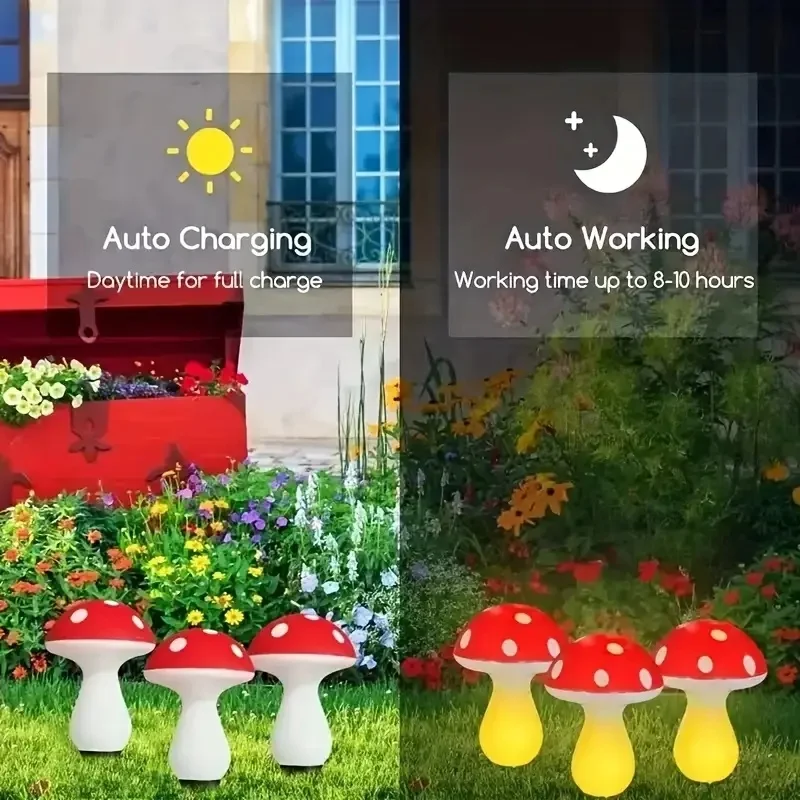 Solar Crack Mushroom Garden Lights Outdoor Pathway Lights Made of Durable ABS for Yards Weddings Christmas Lawn Decorations