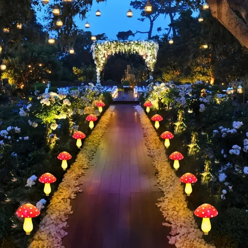Solar Crack Mushroom Garden Lights Outdoor Pathway Lights Made of Durable ABS for Yards Weddings Christmas Lawn Decorations
