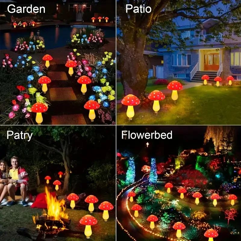 Solar Crack Mushroom Garden Lights Outdoor Pathway Lights Made of Durable ABS for Yards Weddings Christmas Lawn Decorations