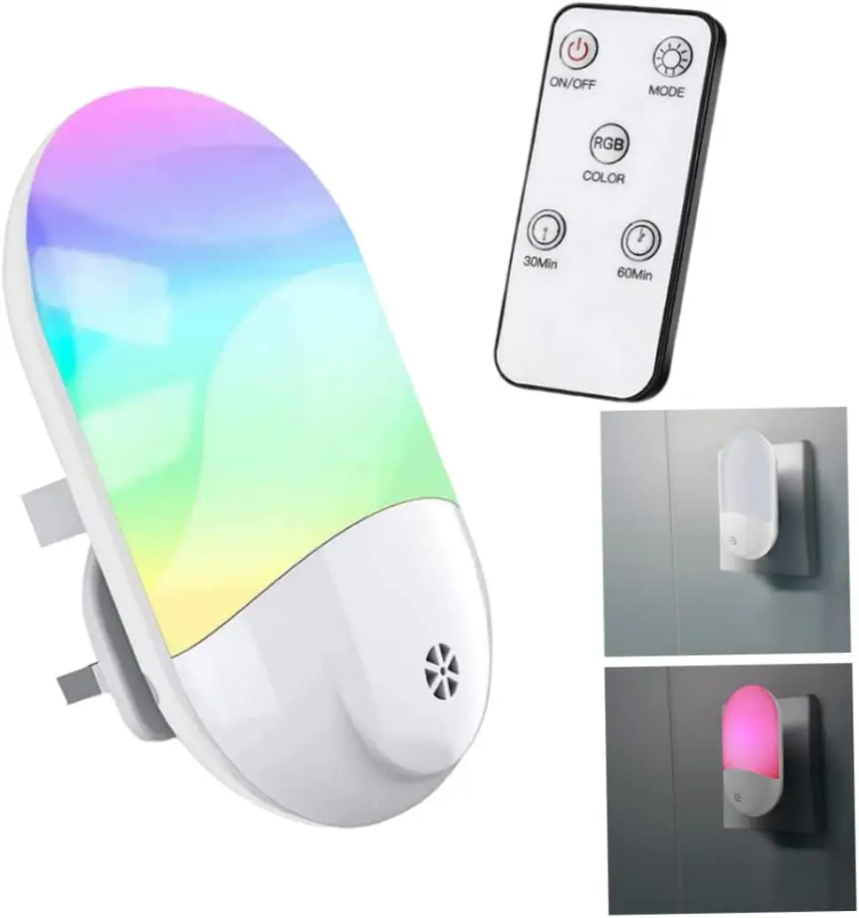 Baby Night Lamp Warm LED Bedside Lamp with Plug-in Wall Remote Control Kawaii Room Decor RGB Multicolor Light