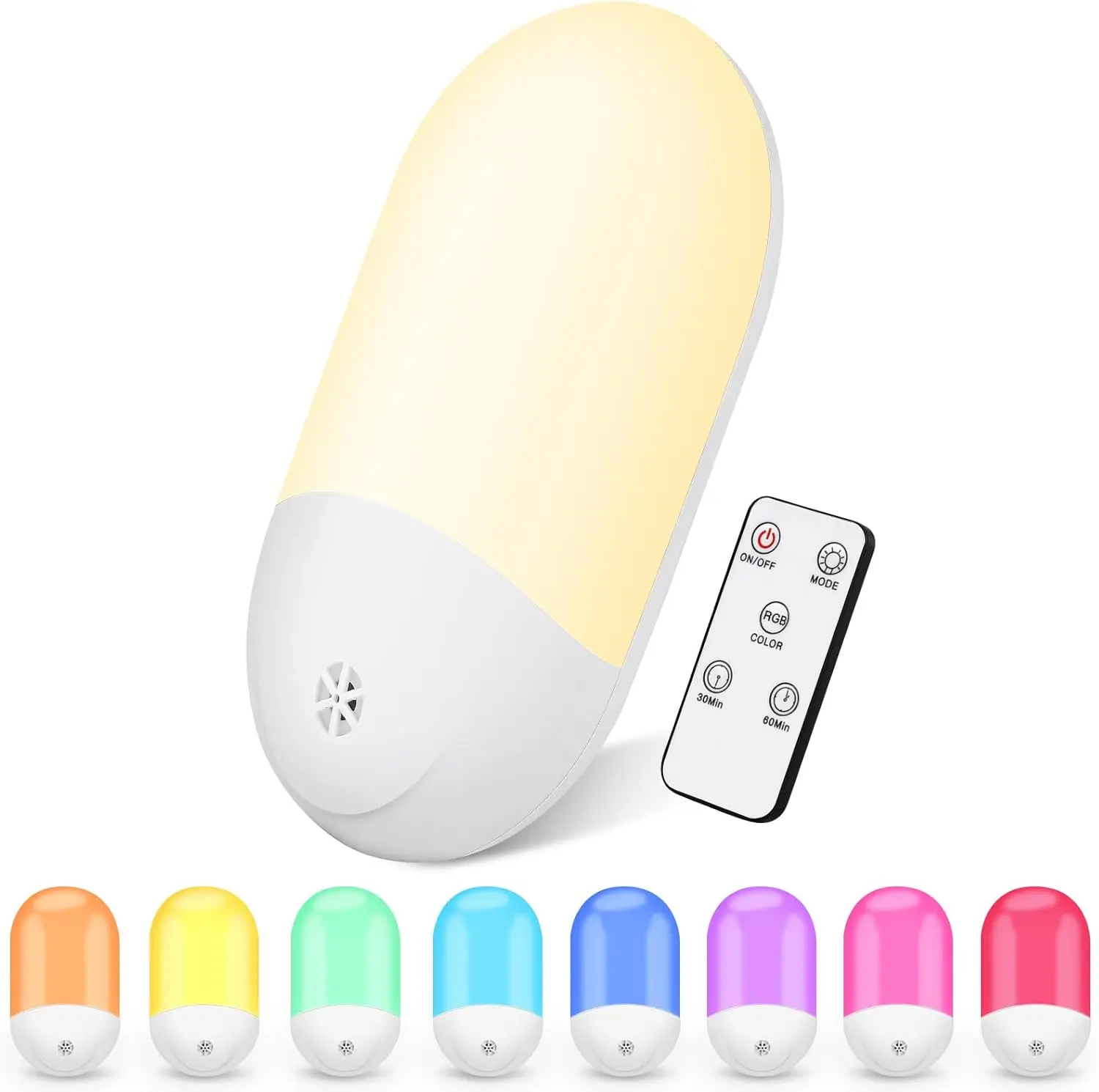 Baby Night Lamp Warm LED Bedside Lamp with Plug-in Wall Remote Control Kawaii Room Decor RGB Multicolor Light