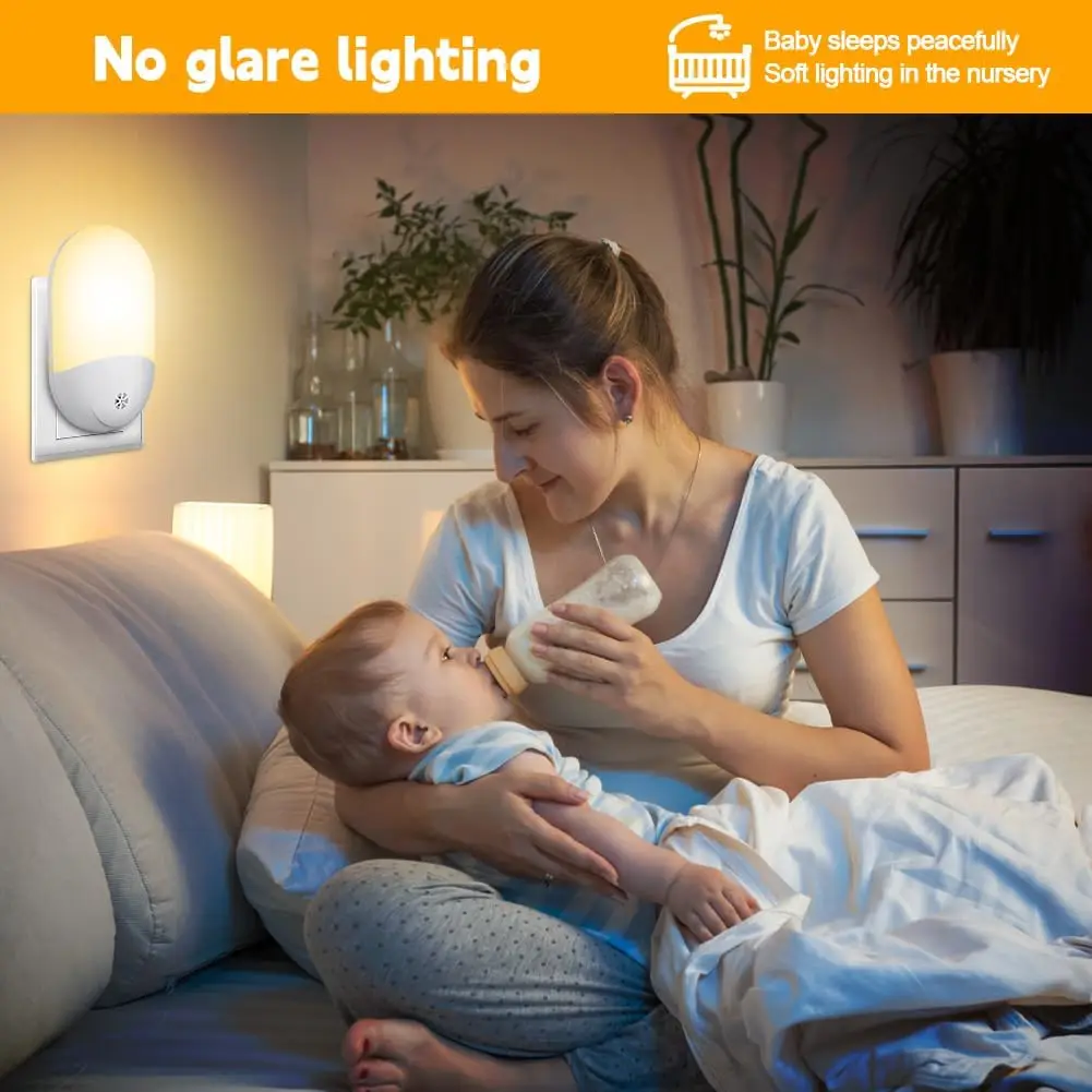 Baby Night Lamp Warm LED Bedside Lamp with Plug-in Wall Remote Control Kawaii Room Decor RGB Multicolor Light