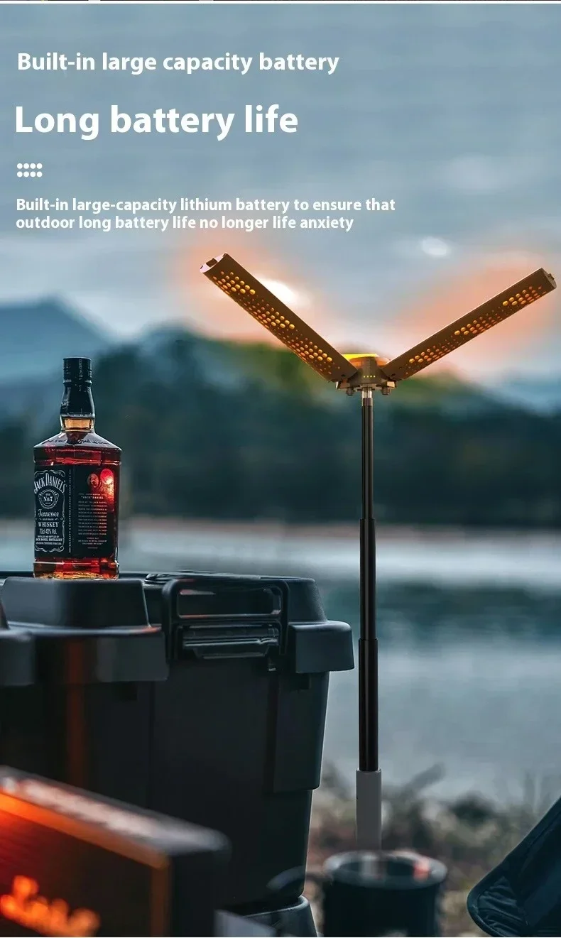 8000mAh Telescopic Camping Lamp, USB Rechargeable Flash Light，Waterproof 8 Modes Dimmable for Outdoor Hiking Emergency Survival