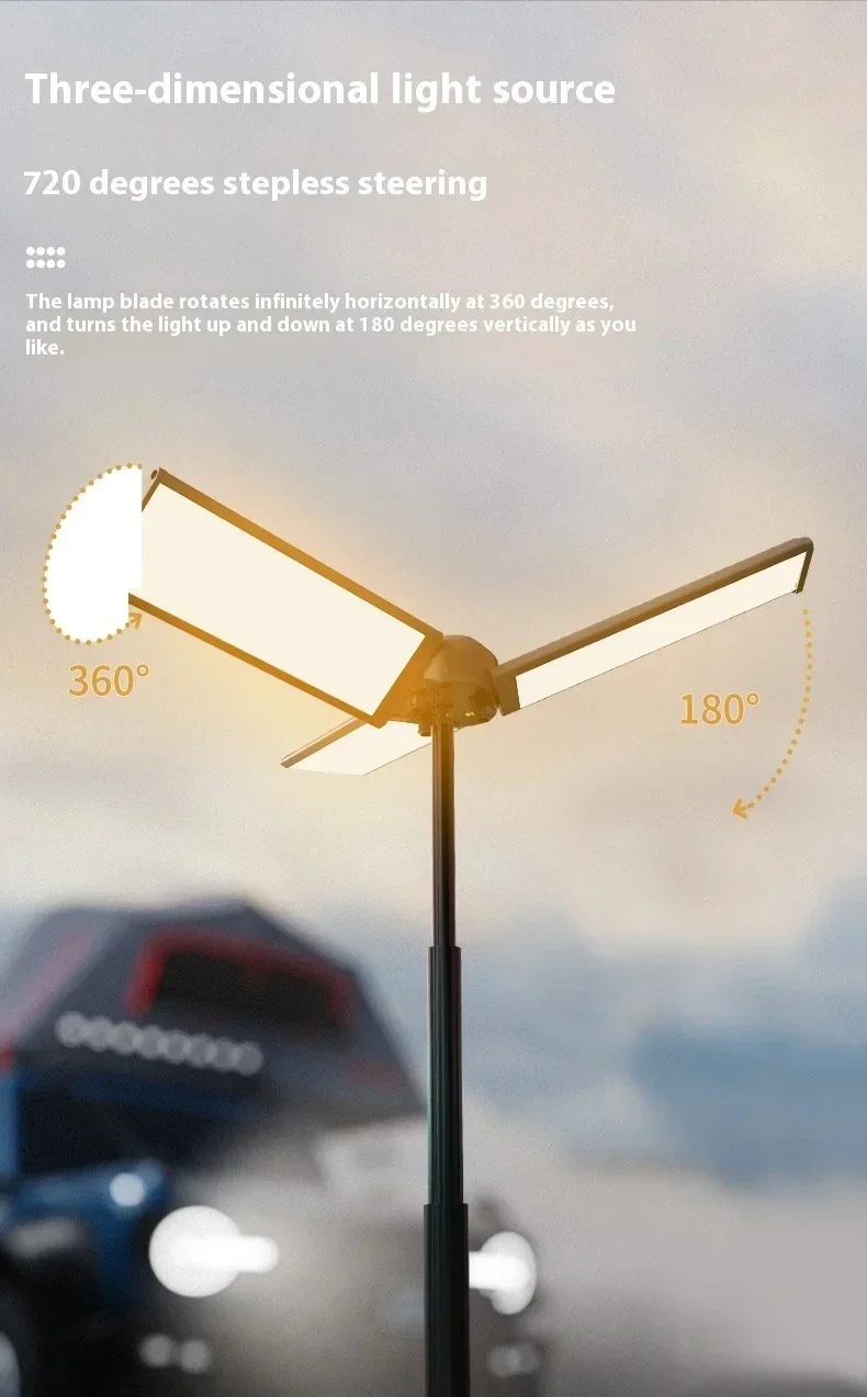8000mAh Telescopic Camping Lamp, USB Rechargeable Flash Light，Waterproof 8 Modes Dimmable for Outdoor Hiking Emergency Survival