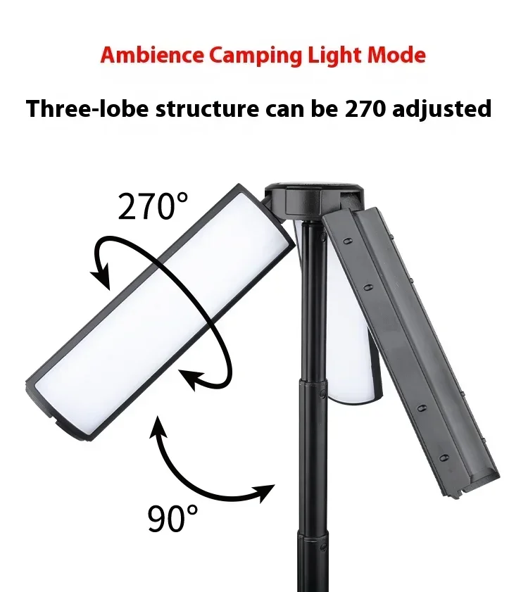 8000mAh Telescopic Camping Lamp, USB Rechargeable Flash Light，Waterproof 8 Modes Dimmable for Outdoor Hiking Emergency Survival
