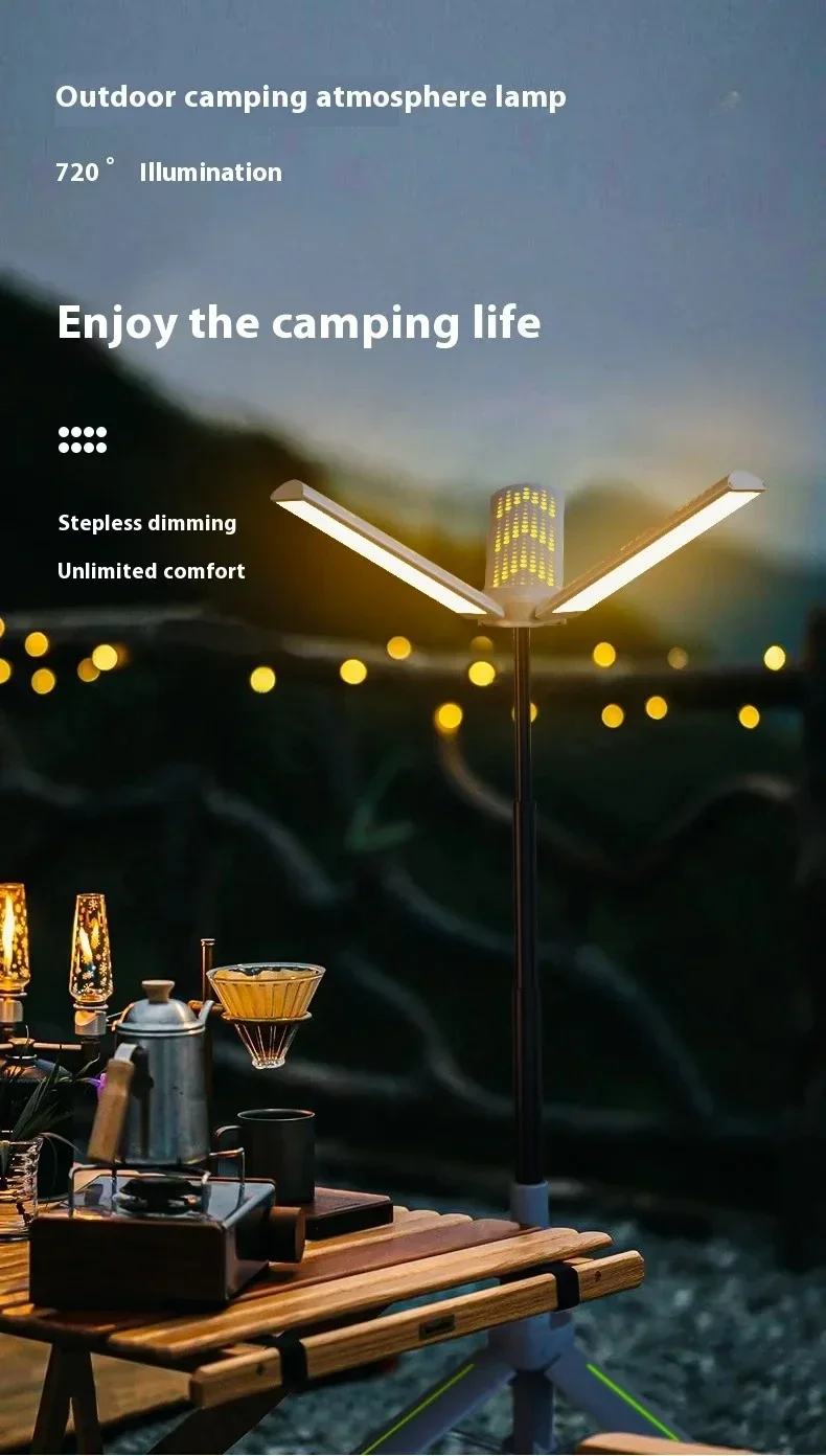 8000mAh Telescopic Camping Lamp, USB Rechargeable Flash Light，Waterproof 8 Modes Dimmable for Outdoor Hiking Emergency Survival