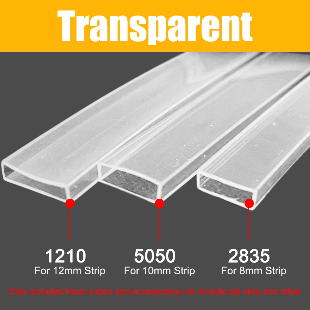 Transparent Milky White Black LED Silicone Tube Flexible Protection Cover Waterproof For 8/10/12mm WS2812B WS2811 5050 Led Strip