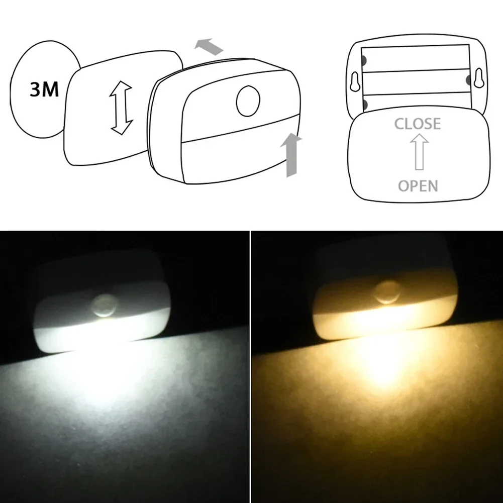 PIR Motion Sensor Night Light LED Intelligent Under Cabinet Light Battery Power Wireless Night Lamp for Bedroom Hallway Stairs