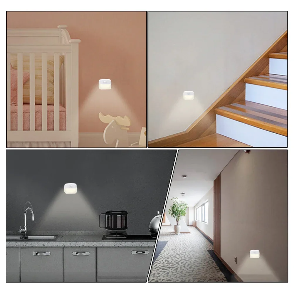 PIR Motion Sensor Night Light LED Intelligent Under Cabinet Light Battery Power Wireless Night Lamp for Bedroom Hallway Stairs