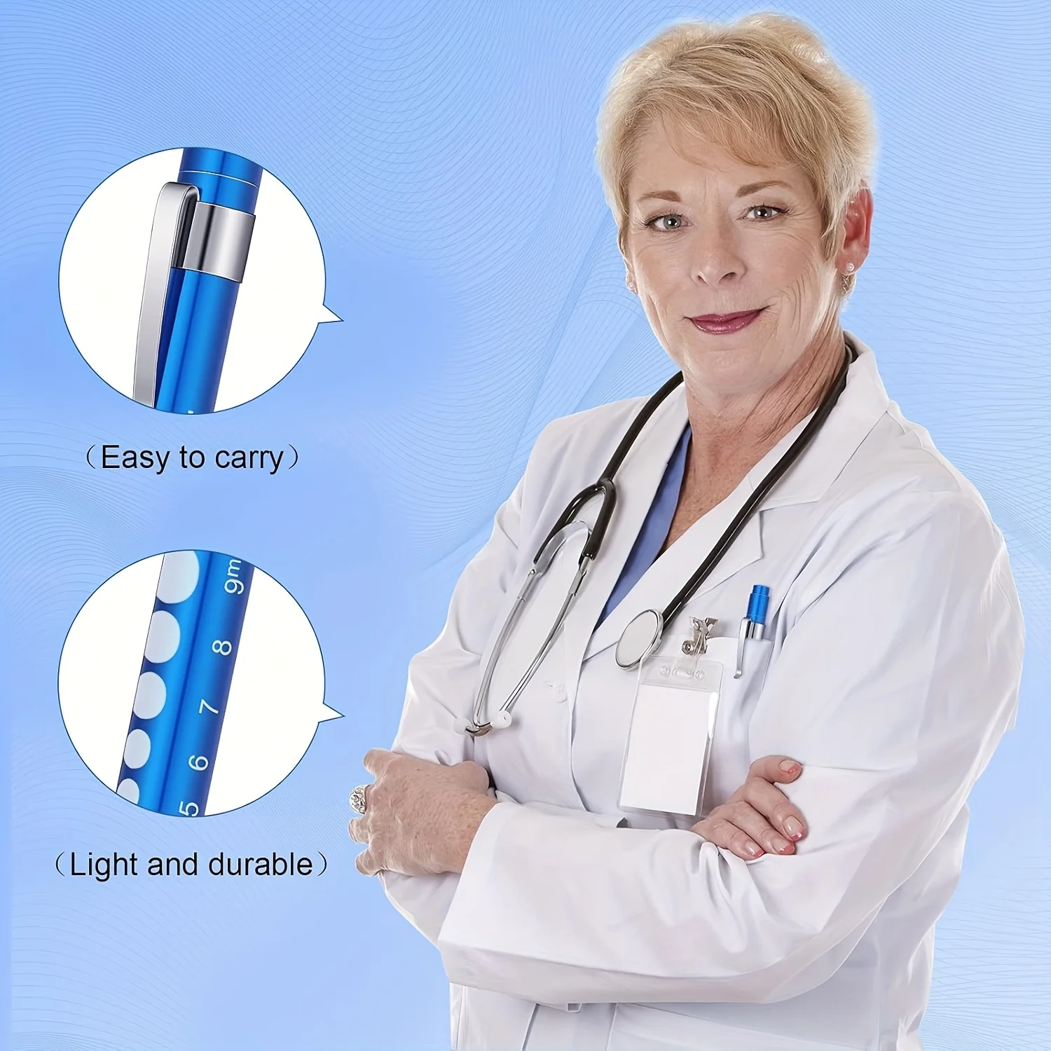 2/4 Pcs LED Pen Lights For Nurses Reusable Student Doctor Daily Use Portable Flashlight With Pupil Size Markers With Pocket Clip