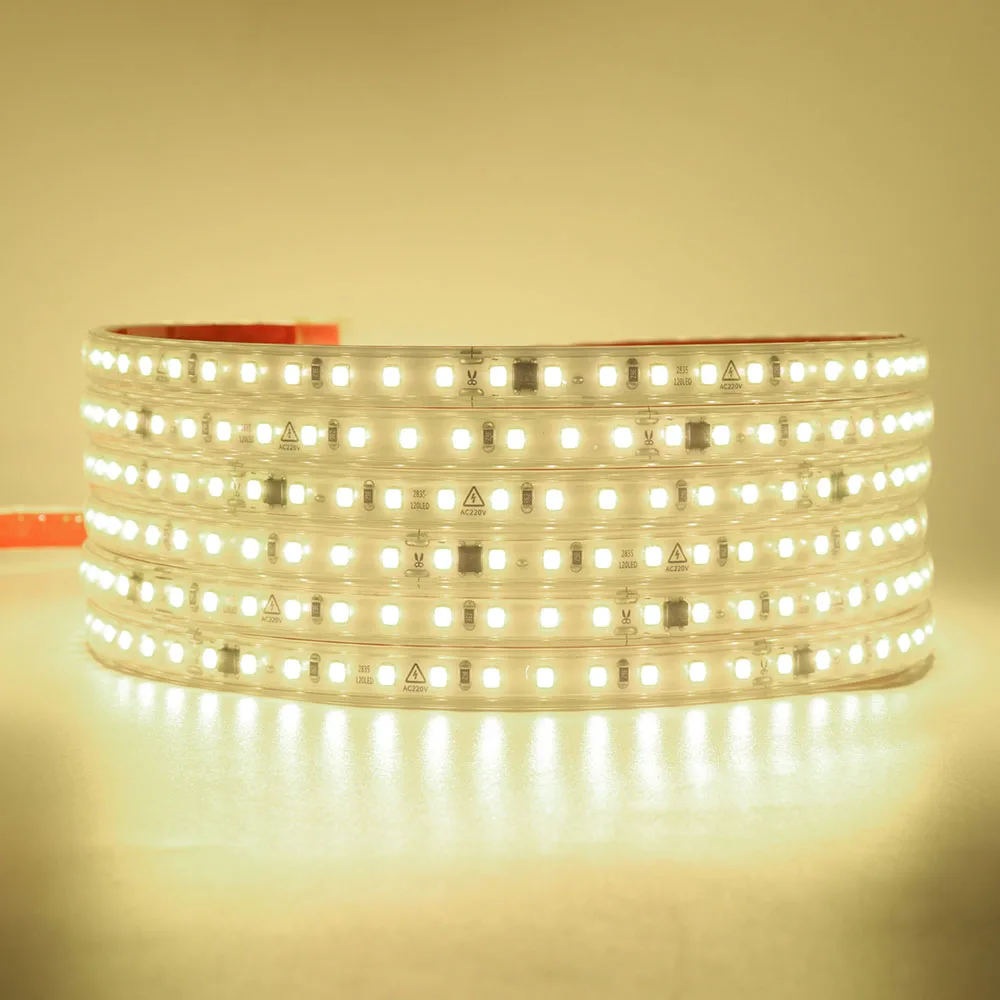 Dimmable LED Strip Light 220V Switch EU Power Dimmer Kit Waterproof 2835 120LEDs/M High Bright Flex Tape Home Decor 0.5M 10M 20M