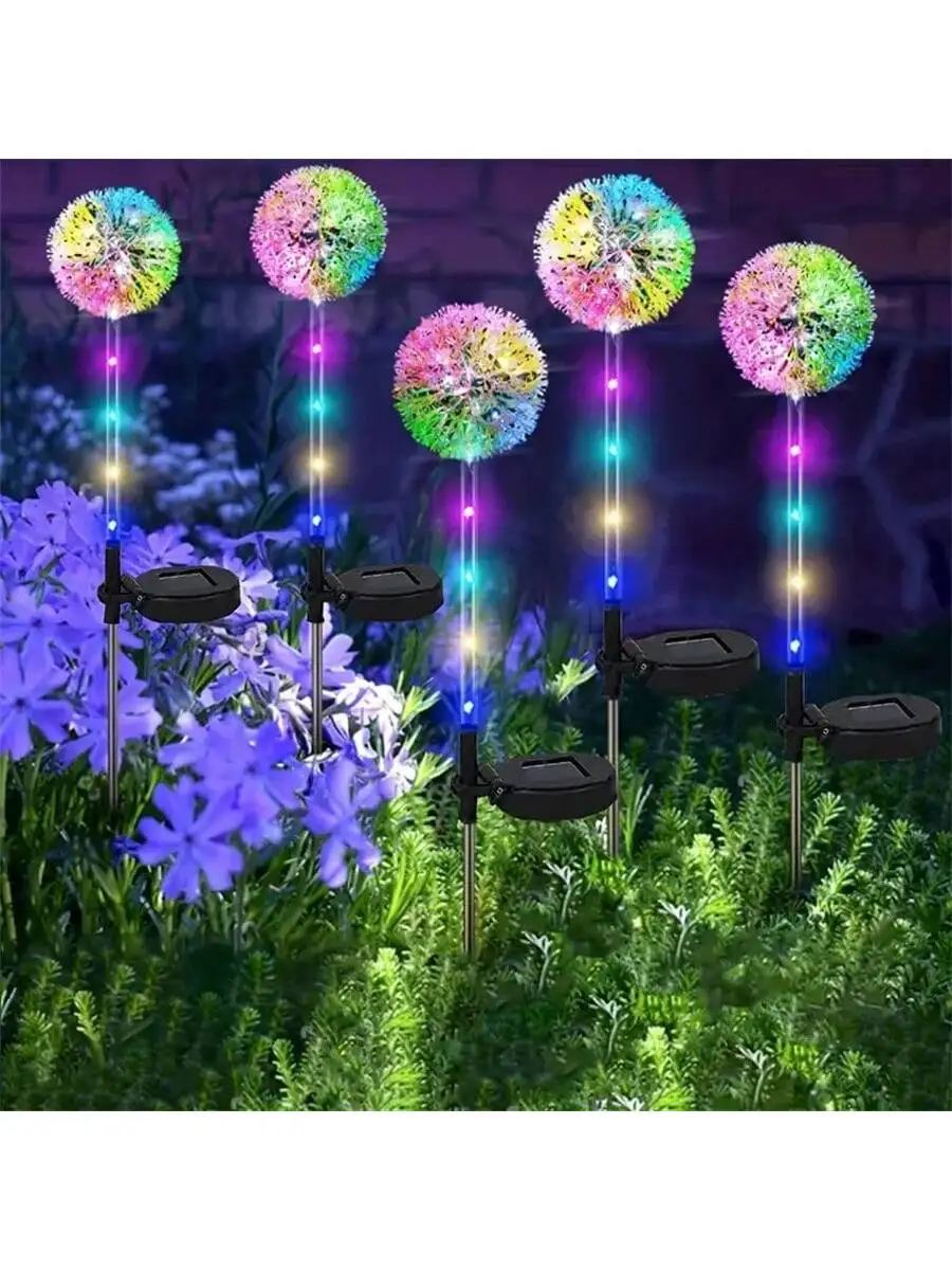 1PC/2PC 1 Head/3 Head Solar LED Dandelion Outdoor Ground Mounted Light, Suitable for Courtyard, Garden, and Landscape Decoration