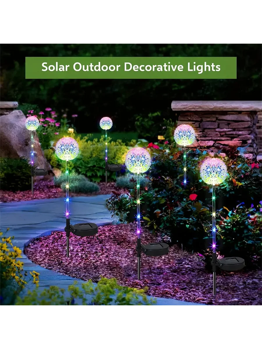 1PC/2PC 1 Head/3 Head Solar LED Dandelion Outdoor Ground Mounted Light, Suitable for Courtyard, Garden, and Landscape Decoration