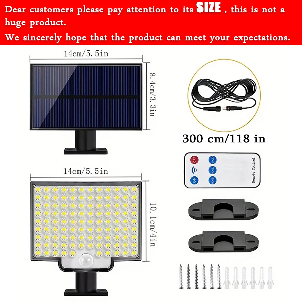 106 LED Solar Motion Light Outdoor Separate Panel Solar Flood Lights 3Light Modes for Garden Garage Street Lamp Outdoor Lighting