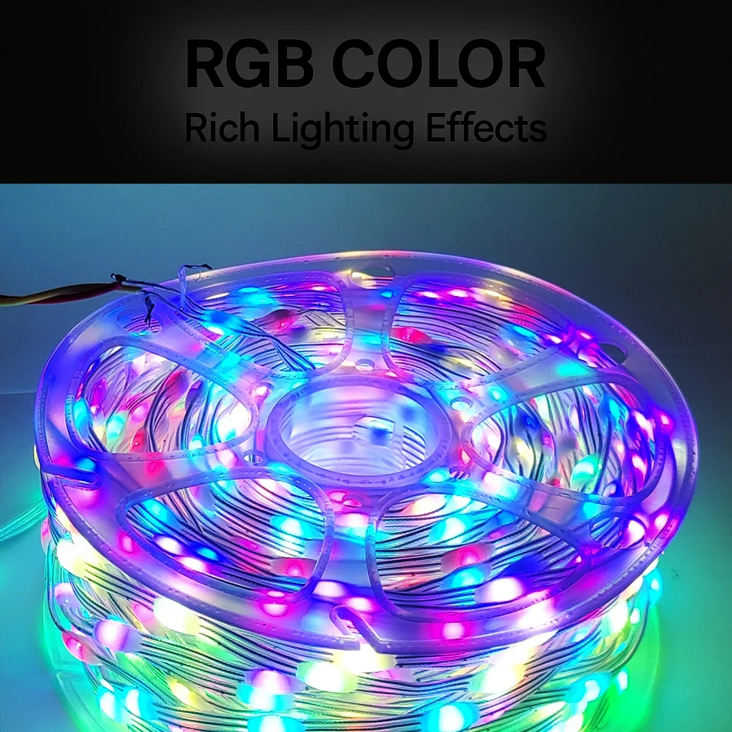 5V WS2812 WS2811 Programmable LED Strip – RGBIC Dream Color Individually Addressable Fairy Lights, 3-Wire Cable, Pixel Lighting