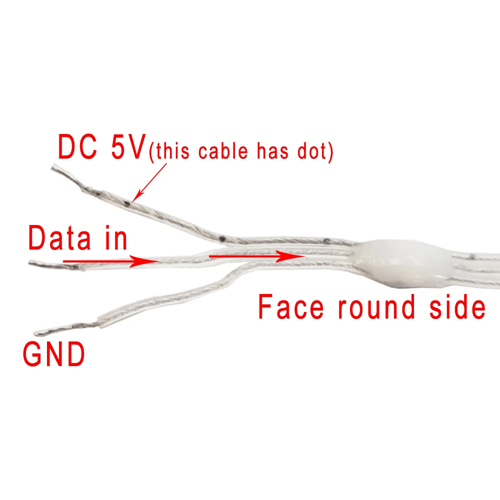 5V WS2812 WS2811 Programmable LED Strip – RGBIC Dream Color Individually Addressable Fairy Lights, 3-Wire Cable, Pixel Lighting
