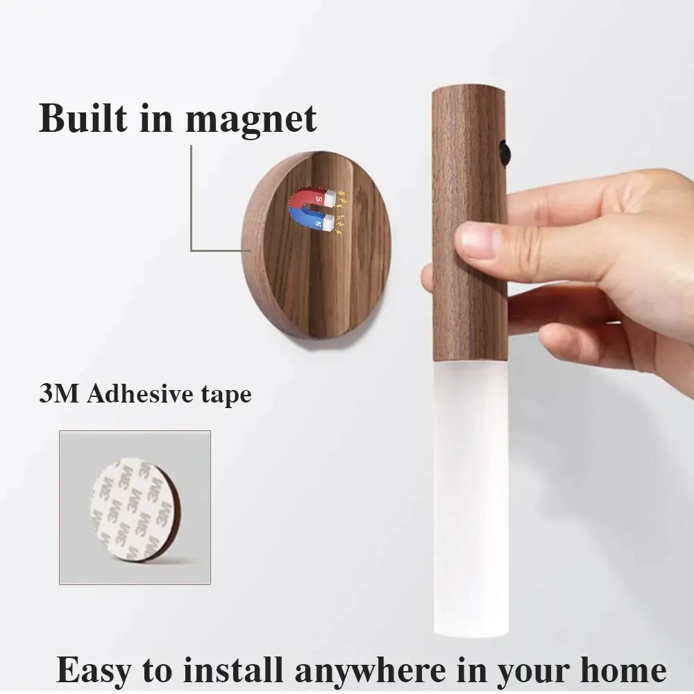 1pc Intelligent Human Body Induction Night Light, LED Rechargeable Corridor Cabinet Wall Light, Household Toilet Wall Induction