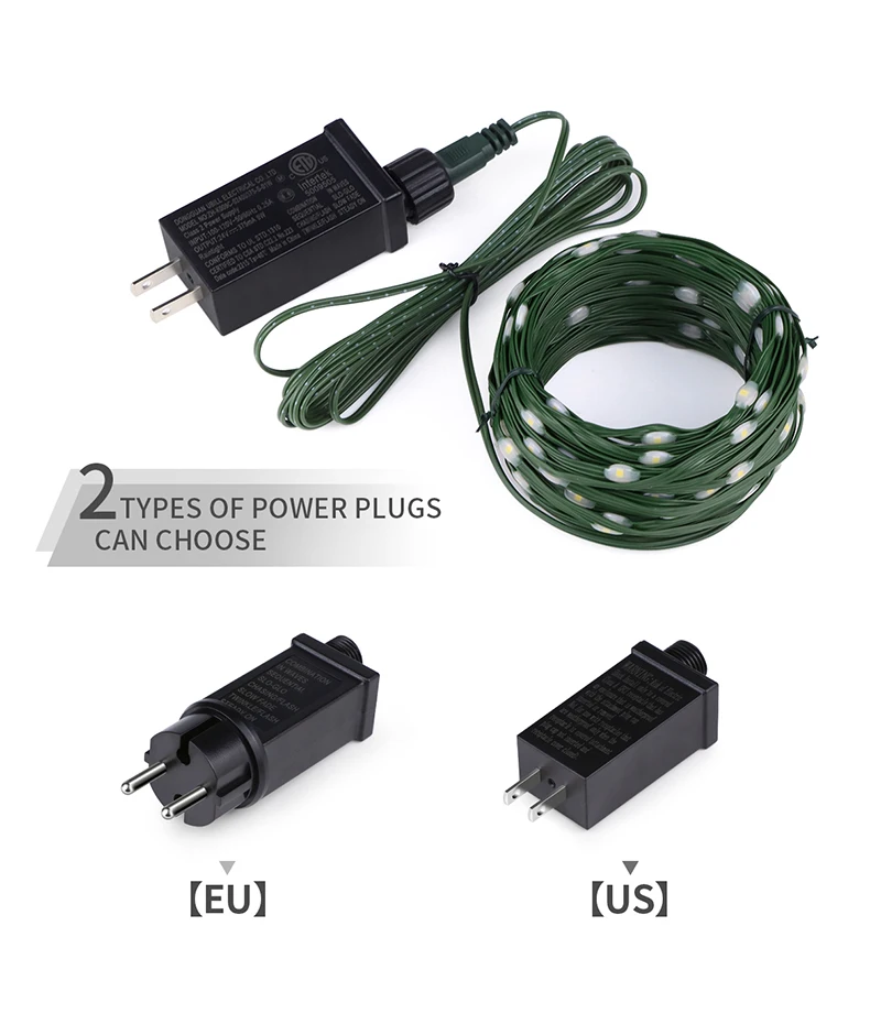 Durable LED Christmas String Lights 110V 220V Plug In Green Wire Waterproof Fairy Lights For Indoor Outdoor Yard Garden Decor