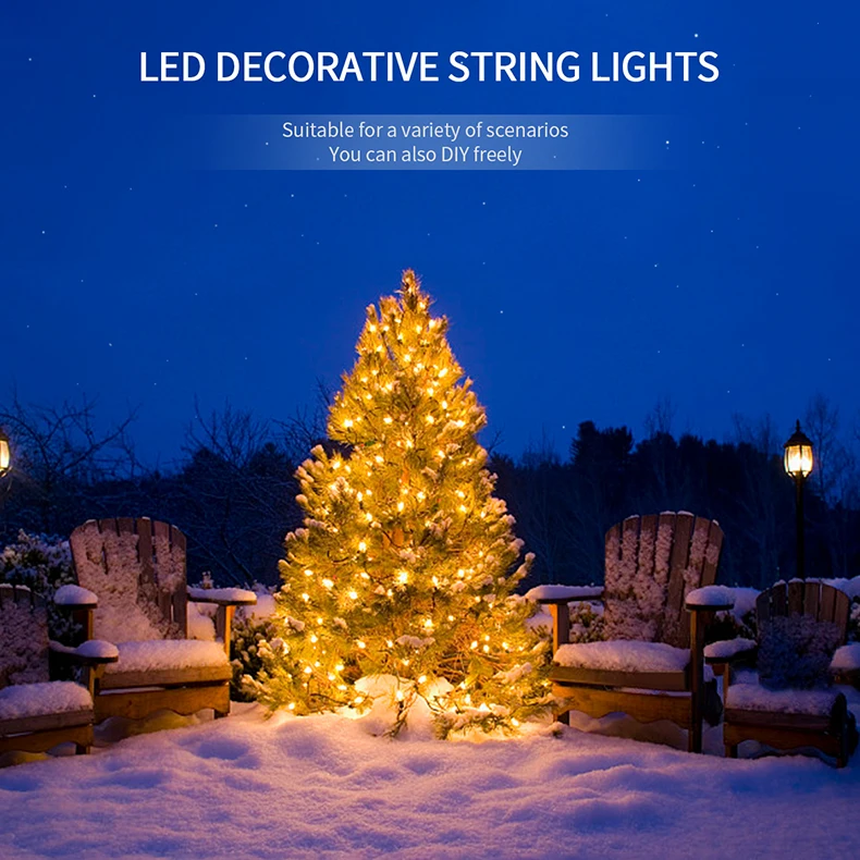 Durable LED Christmas String Lights 110V 220V Plug In Green Wire Waterproof Fairy Lights For Indoor Outdoor Yard Garden Decor