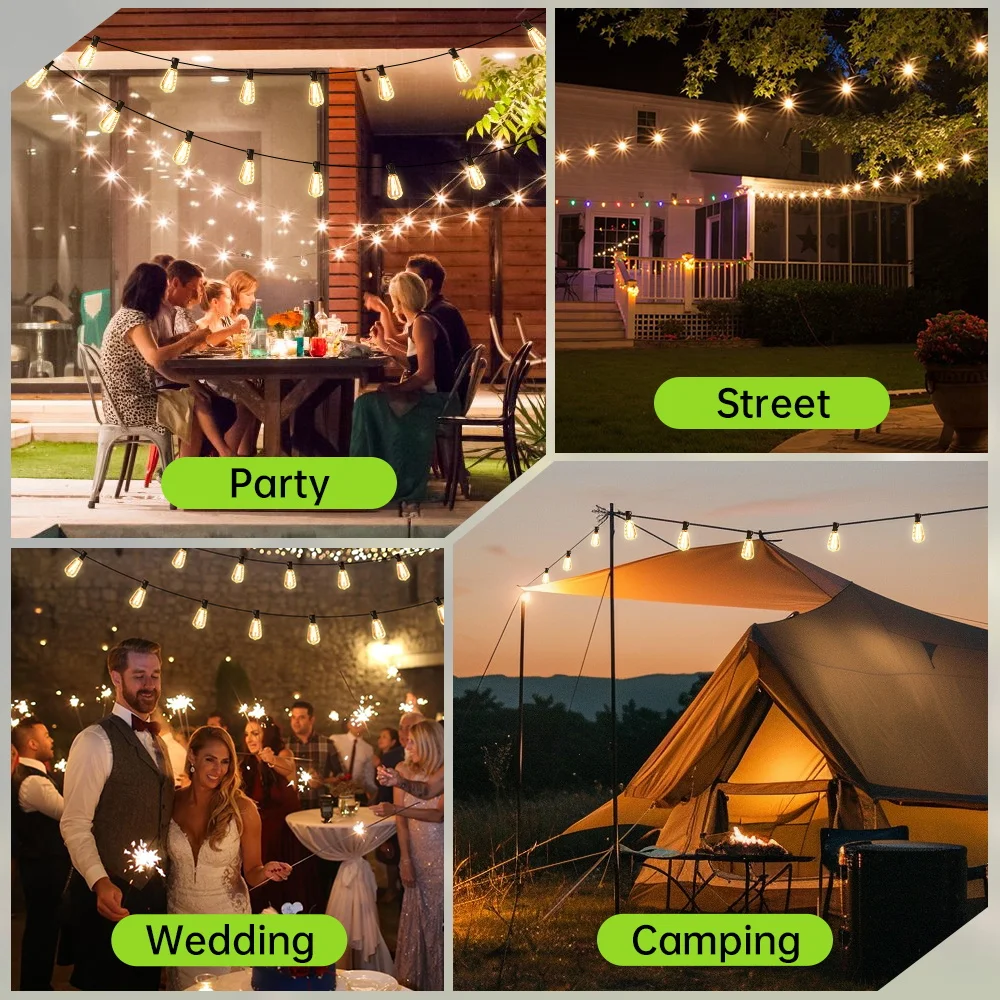 Outdoor Solar Light String Balcony With Warm Light Bulb Remote Control 7/10/15 Meters Multiple Specifications Garden Lamp String