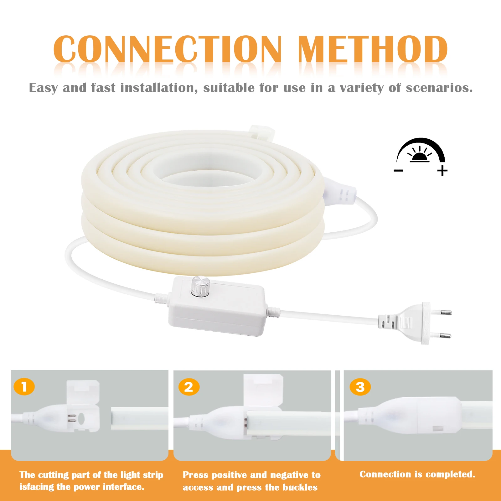 220V COB LED Strip Lights 288LEDs/m Waterproof LED Strip with Dimmer/Switch and Plug 0.5m 5m 10m 20m 35m Flexible Tape for Home