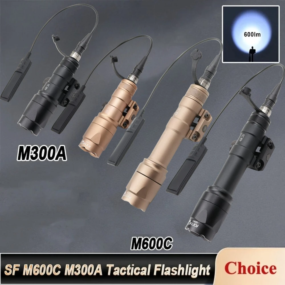 M300A M600C Tactical LED Flashlight Weapon Scout Light Fit 20mm Picatinny Rail Hunting Airsoft Accessory for Outdoor Hunting