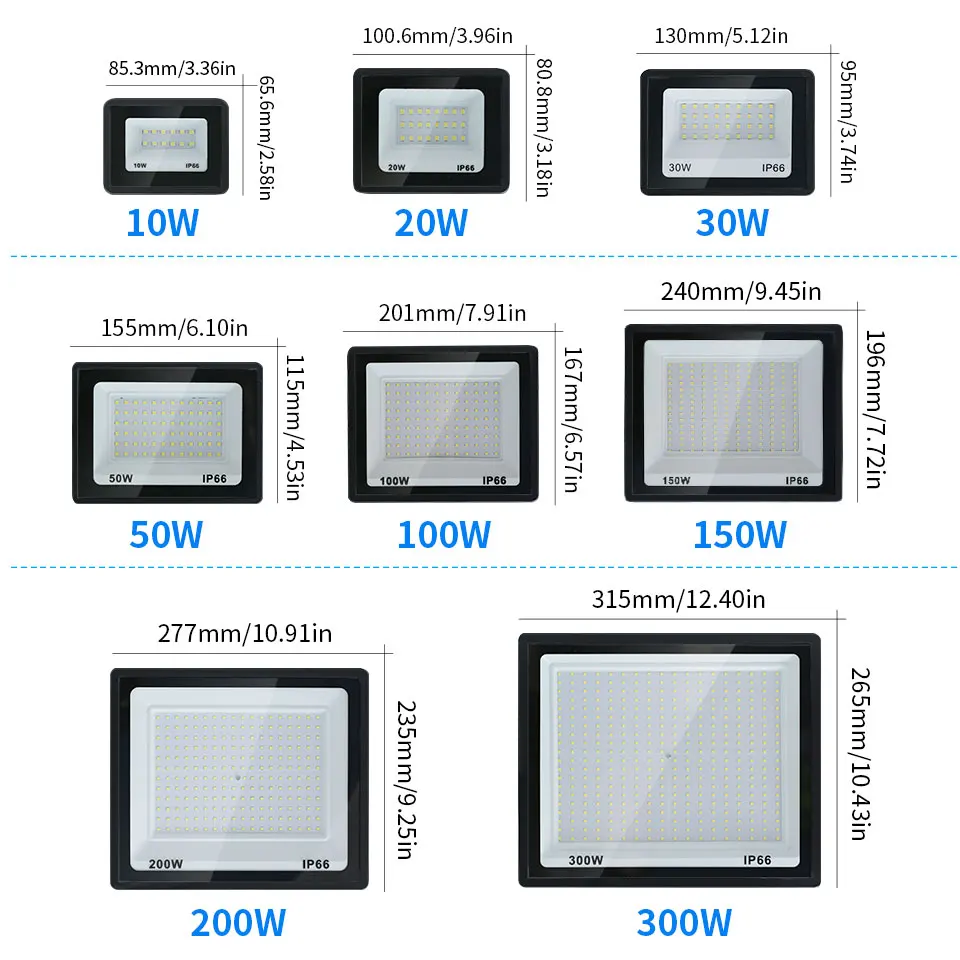 Outdoor LED Floodlights 10W 20W 30W 50W 100W 150W 200W 300W AC220V AC110V Ultra-bright Garden Garage Lighting Outdoor LED Light