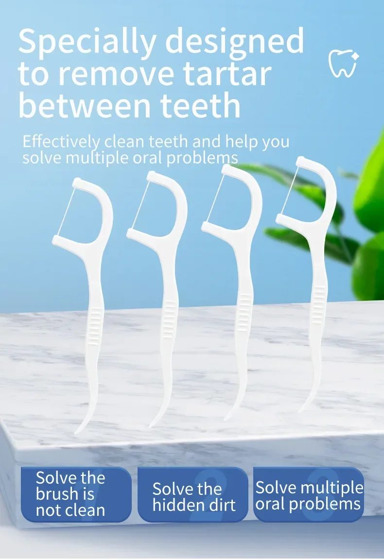 600PCS Floss Family Pack Ultra-fine Toothpick Disposable Flat Floss Portable Portable Flossing Double Head Use Oral Hygiene
