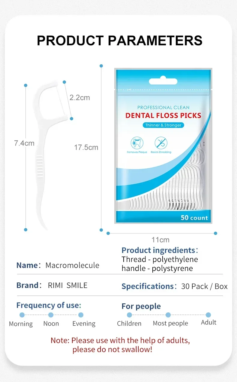 600PCS Floss Family Pack Ultra-fine Toothpick Disposable Flat Floss Portable Portable Flossing Double Head Use Oral Hygiene