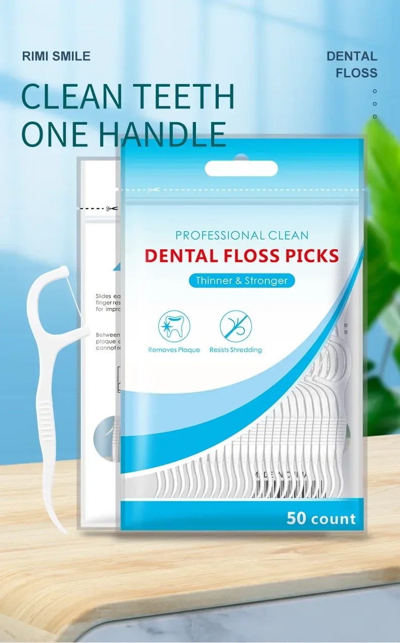 600PCS Floss Family Pack Ultra-fine Toothpick Disposable Flat Floss Portable Portable Flossing Double Head Use Oral Hygiene