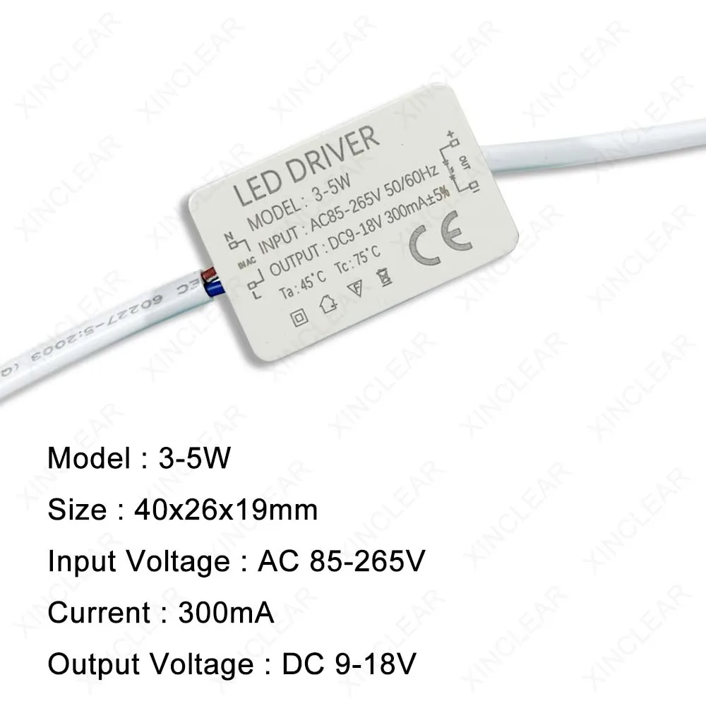 LED Driver 3-5W 4-7W 8-12W 12-18W 18-25W 25-36W Power Supply 300mA 600MA 900MA Constant Current Driver LED Lighting Transformer