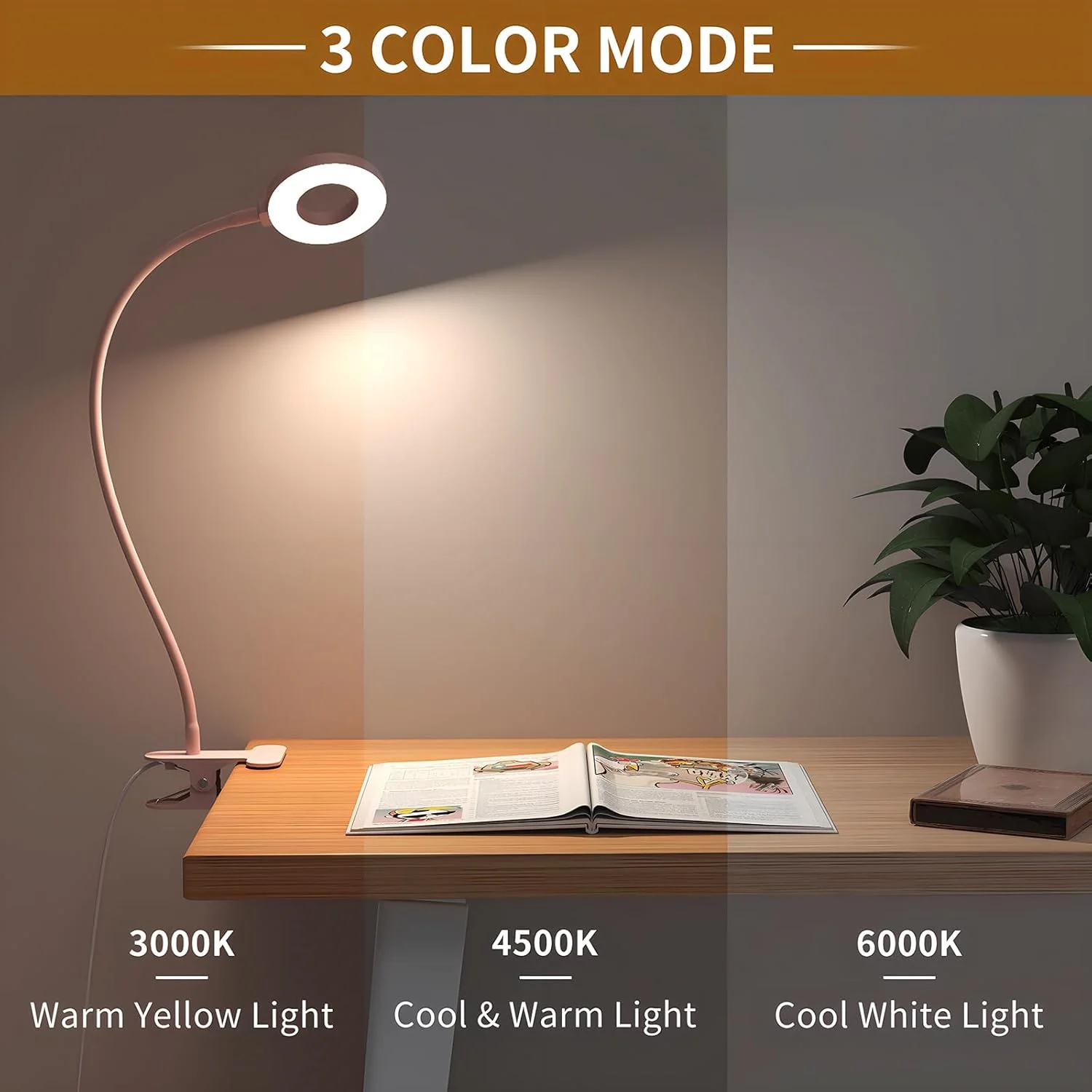 White Pink Black Desk Lamps LED Book Light USB Reading Light Daylight Portable Flexible Easy Clip Night Reading Lamp