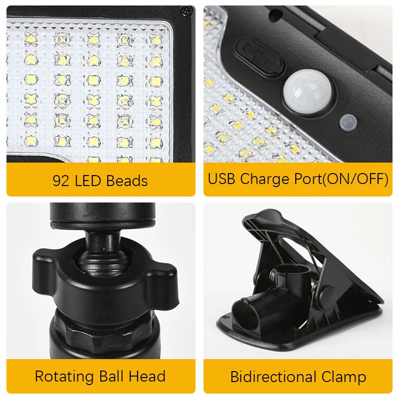 Solar Motion Sensor Outdoor Light, 360° Rotatable 4 Lighting Modes, Weatherproof, Multiple Mounting Lighting,for Outdoor Securit
