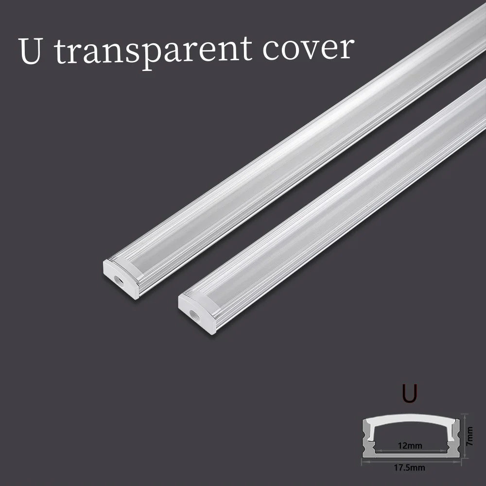 LED Strip Aluminum Profile 50CM Recessed Surface Mounted Aluminium Channel with Diffuser PC Cover for 8mm 10mm Linear Lighting