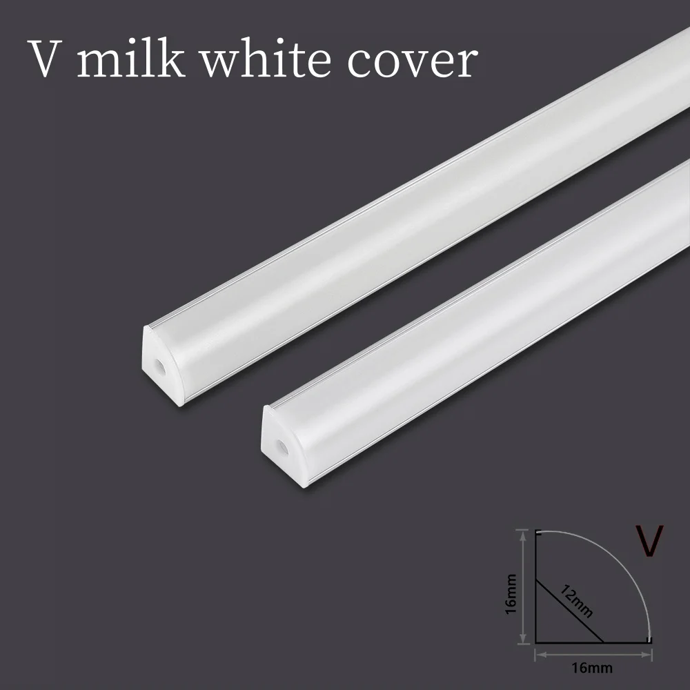 LED Strip Aluminum Profile 50CM Recessed Surface Mounted Aluminium Channel with Diffuser PC Cover for 8mm 10mm Linear Lighting