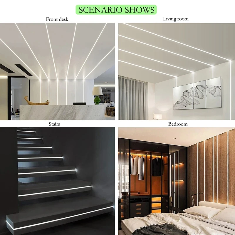 LED Strip Aluminum Profile 50CM Recessed Surface Mounted Aluminium Channel with Diffuser PC Cover for 8mm 10mm Linear Lighting