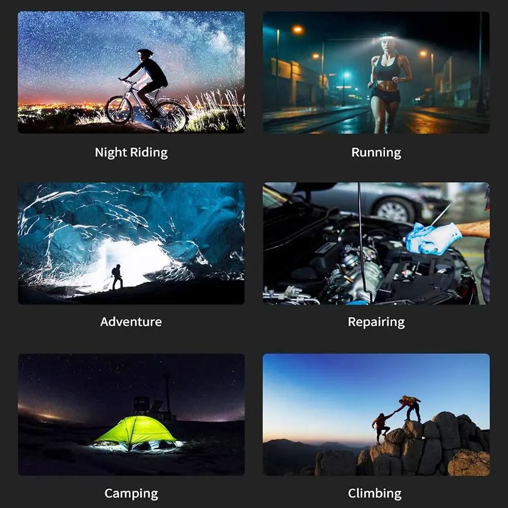 LED Headlamp Sensor Headlight With Built-in Battery Head Flashlight USB Rechargeable Work Light Head Lamp Super Bright Torch