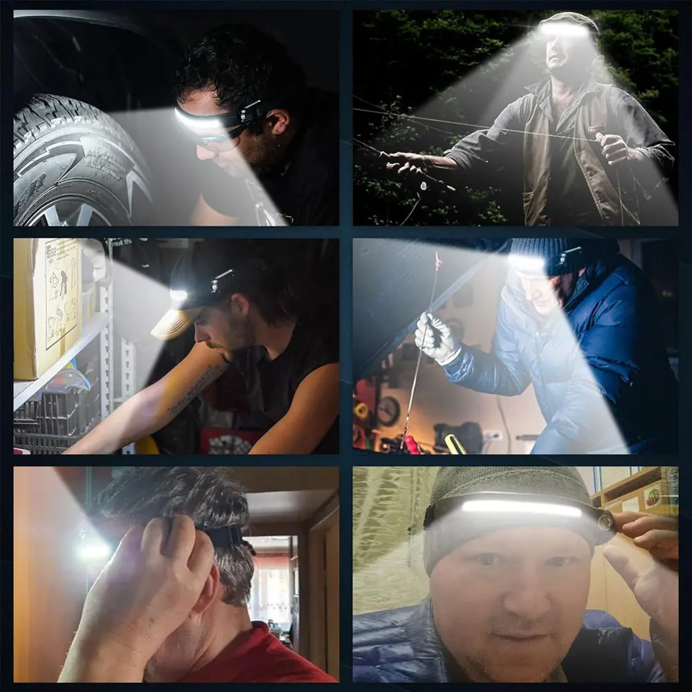 LED Headlamp Sensor Headlight With Built-in Battery Head Flashlight USB Rechargeable Work Light Head Lamp Super Bright Torch