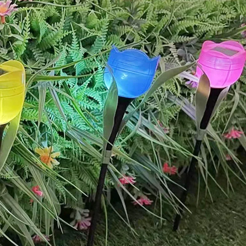 Solar Tulip Flower Lights Outdoor LED Waterproof Garden Stake Lawn Decor Yard Party Decoration Warm White Solar Outdoor Light