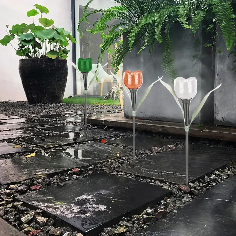 Solar Tulip Flower Lights Outdoor LED Waterproof Garden Stake Lawn Decor Yard Party Decoration Warm White Solar Outdoor Light