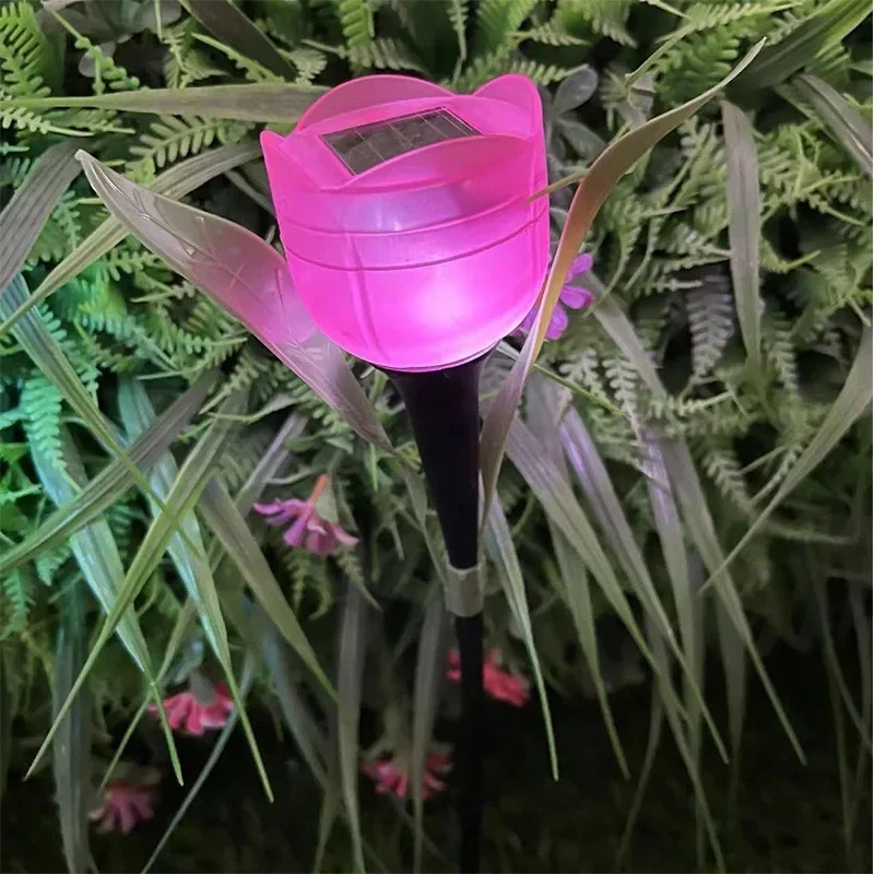 Solar Tulip Flower Lights Outdoor LED Waterproof Garden Stake Lawn Decor Yard Party Decoration Warm White Solar Outdoor Light