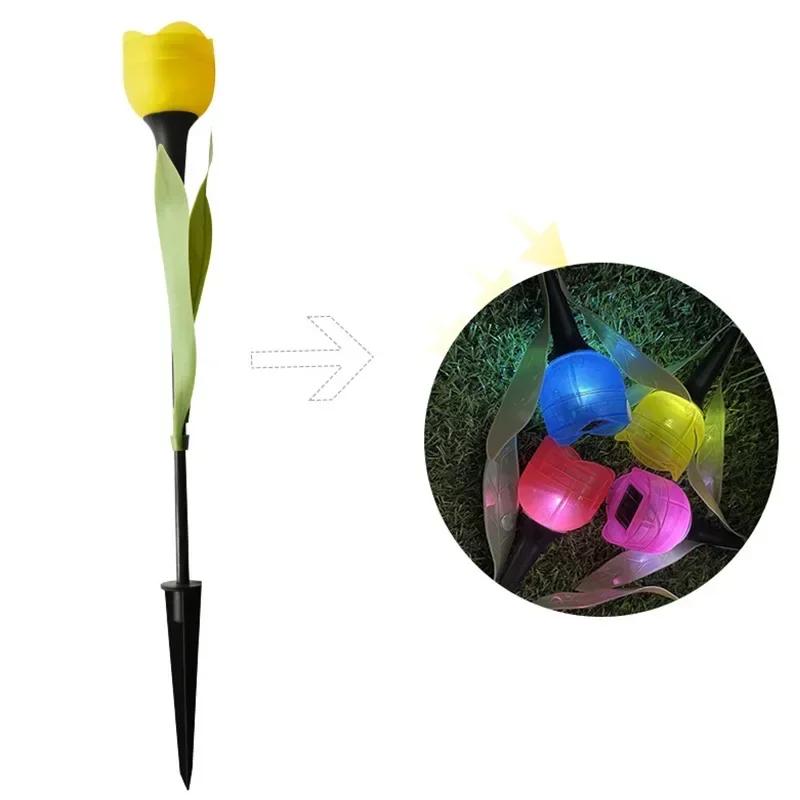 Solar Tulip Flower Lights Outdoor LED Waterproof Garden Stake Lawn Decor Yard Party Decoration Warm White Solar Outdoor Light