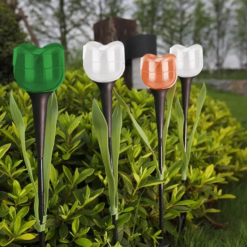 Solar Tulip Flower Lights Outdoor LED Waterproof Garden Stake Lawn Decor Yard Party Decoration Warm White Solar Outdoor Light